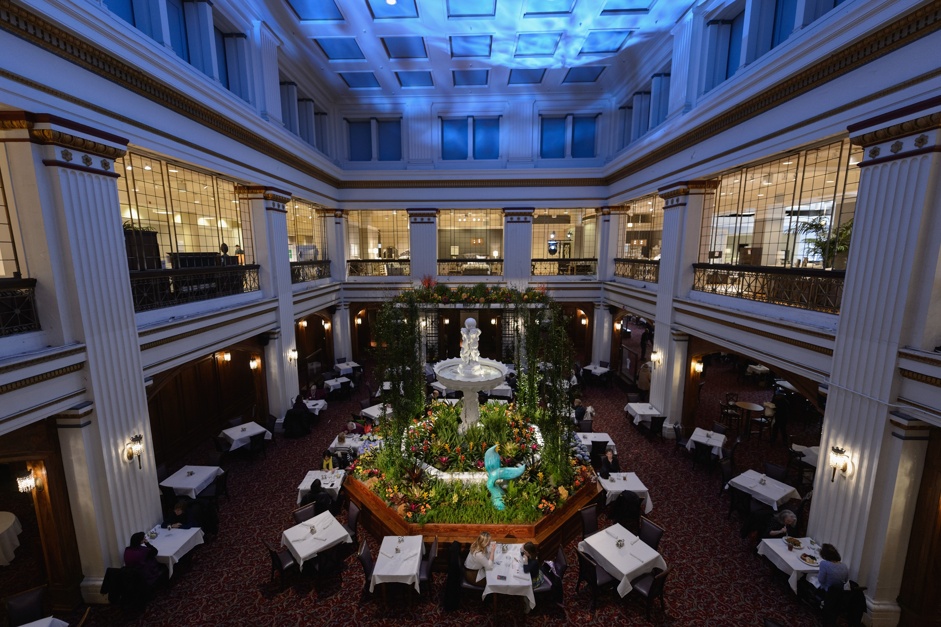 Mezzanine View of Walnut Room Macys Flower Show